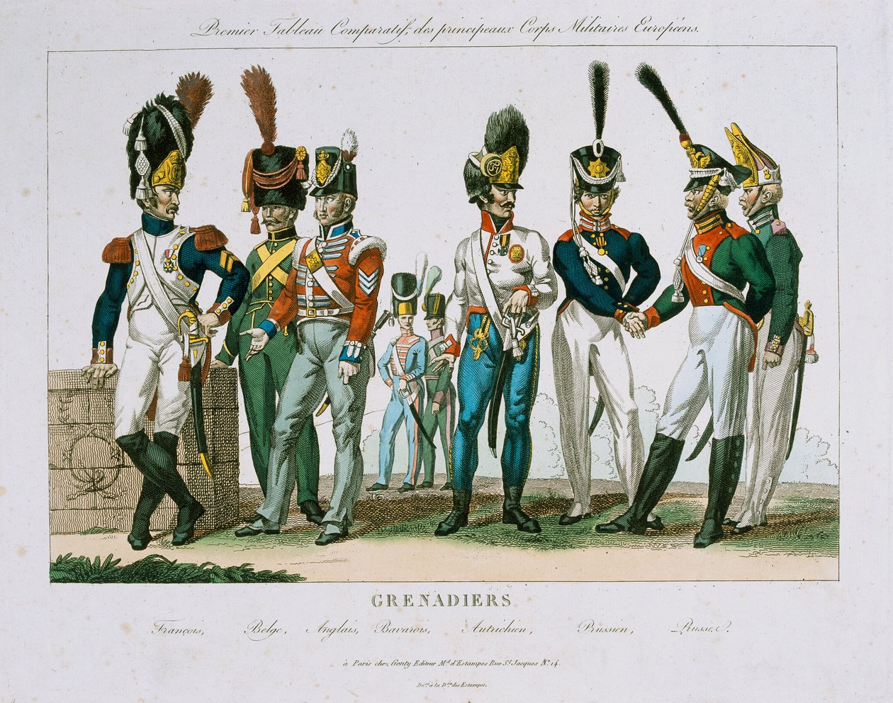 Kuzey Avrupa Grenadier Subay Üniformaları, DEstampes tarafından yayınlandı, Paris, c.1815 by French School