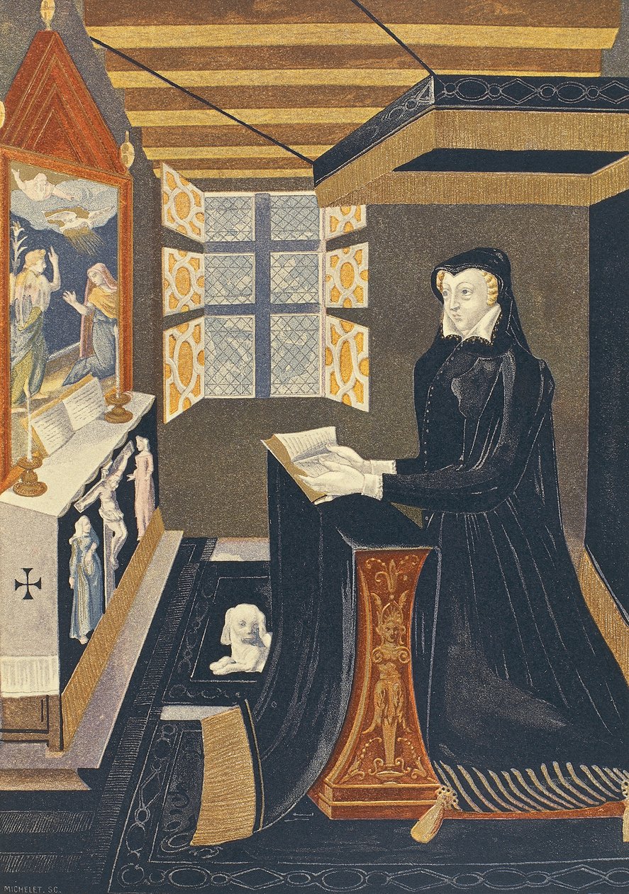 Kraliçe Catherine de Medici (Floransa) için diz çökmüş hitabet by French School