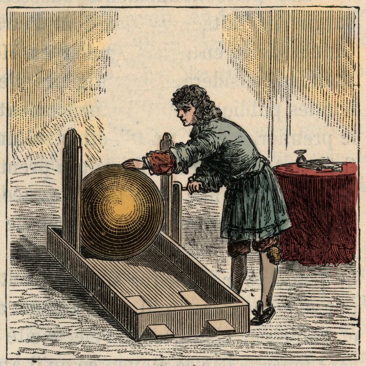 Otto von Guericke (1602-1686), Alman fizikçi, ilk statik elektrik jeneratörünü çalıştırıyor - Statik makineler: Otto von Guericke (Otto de Guericke by French School