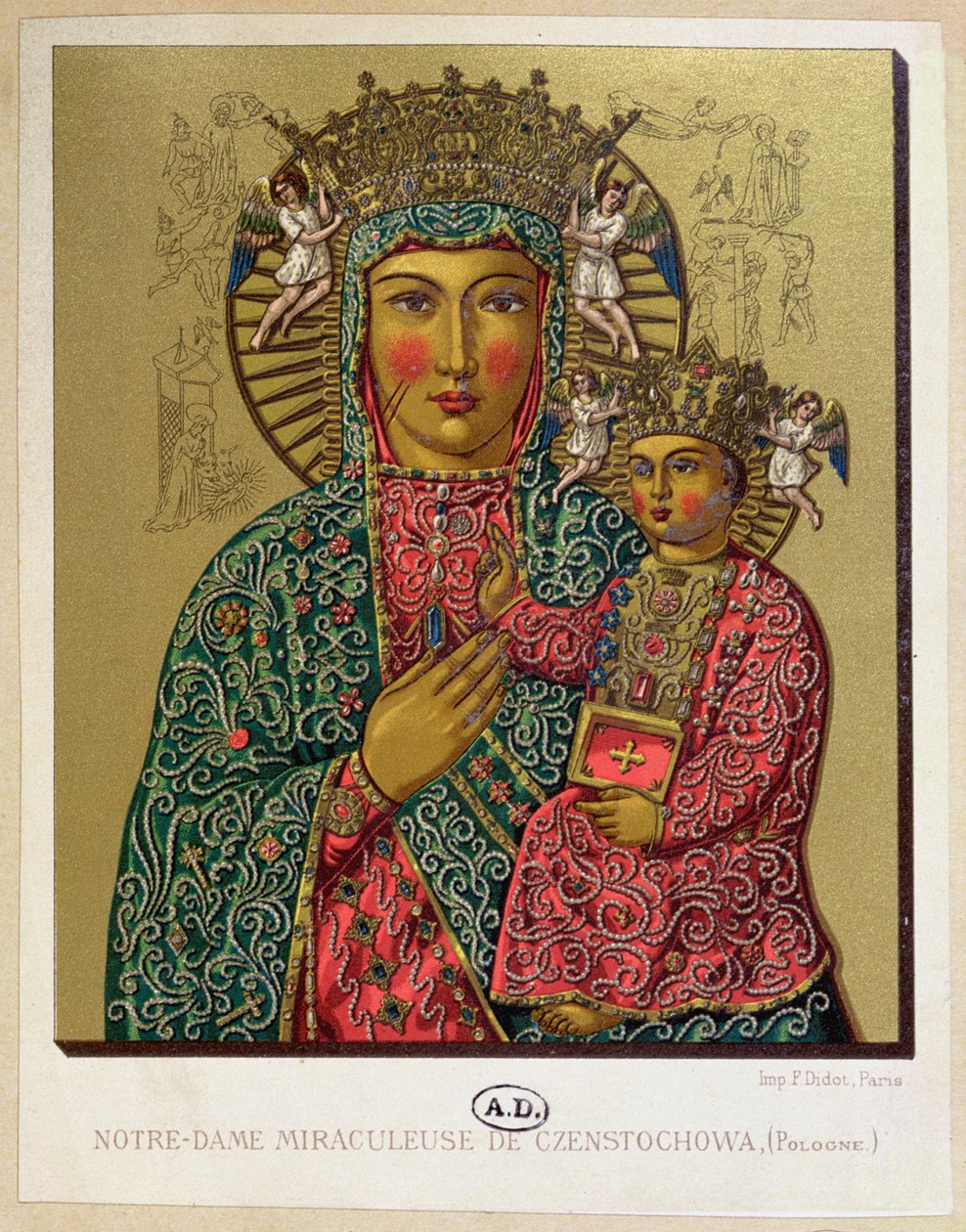 Czestochowa Our Lady of 19. yüzyılın sonlarında by French School