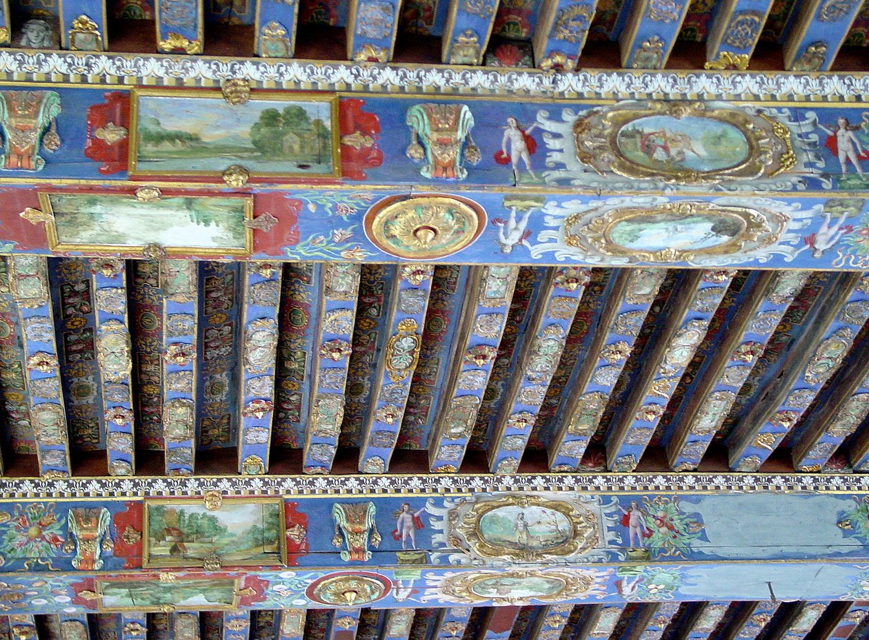 Boyalı Kirişler, Chateau dOiron, Loire Valley (boyalı ahşap) by French School