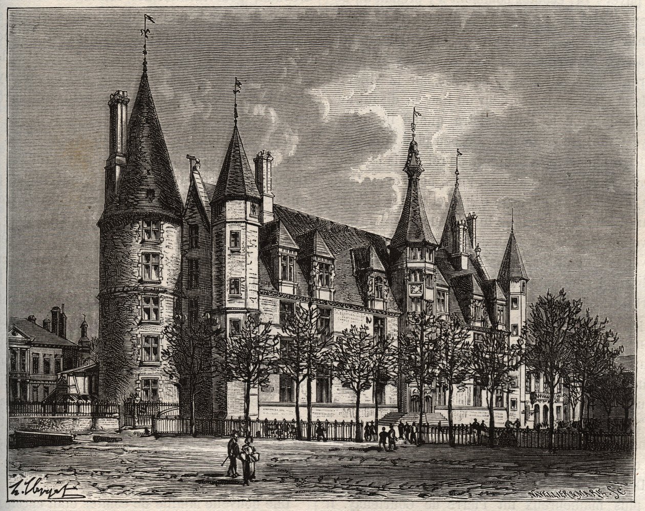Palais ducal de Nevers - Chateau du 15. - 16. yüzyıl - V.-A. Malt-Kahverengi. 1884 by French School