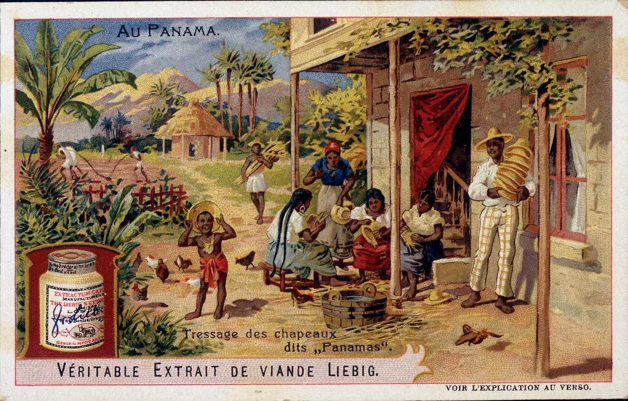 Panama: örgü panama şapkaları - kromo. Liebig by French School
