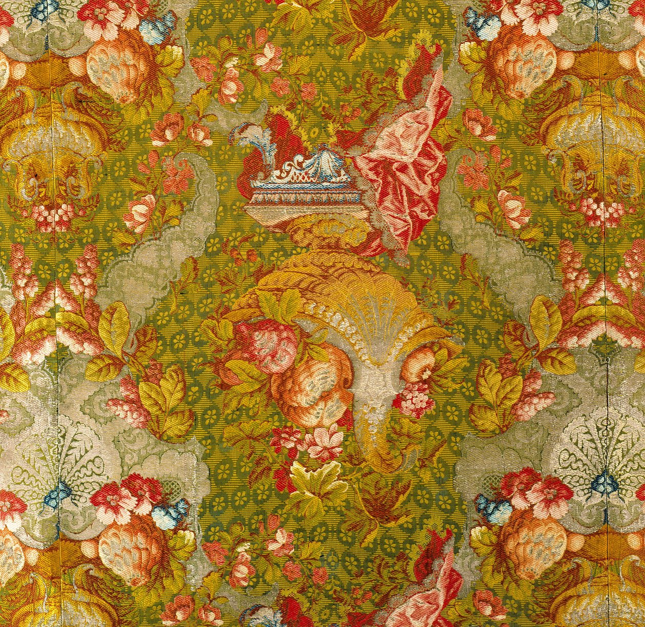 Panel (ipek, metalik iplikler) by French School