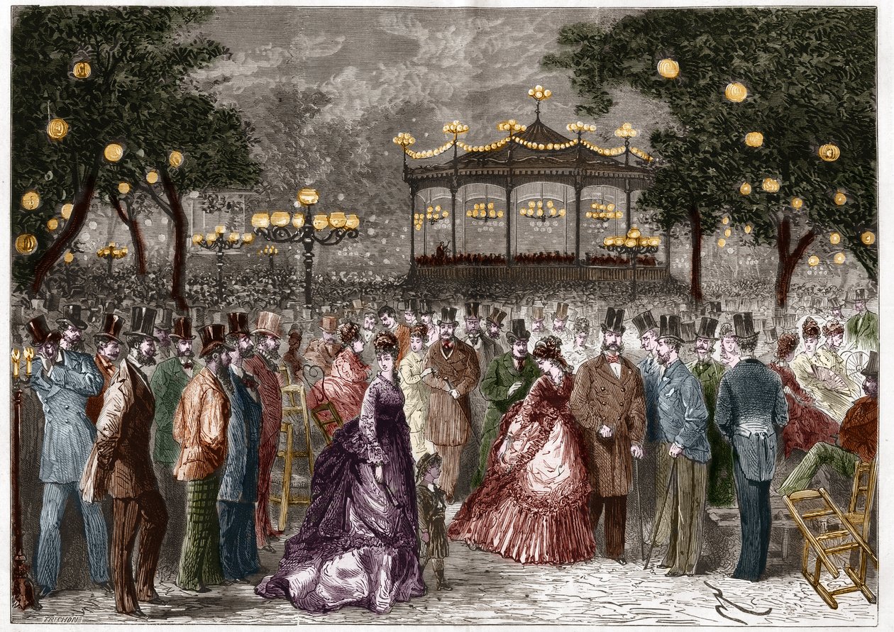 Paris: Champs-Elysees konserinde (Champs Elysees) bir yaz Cuması. by French School