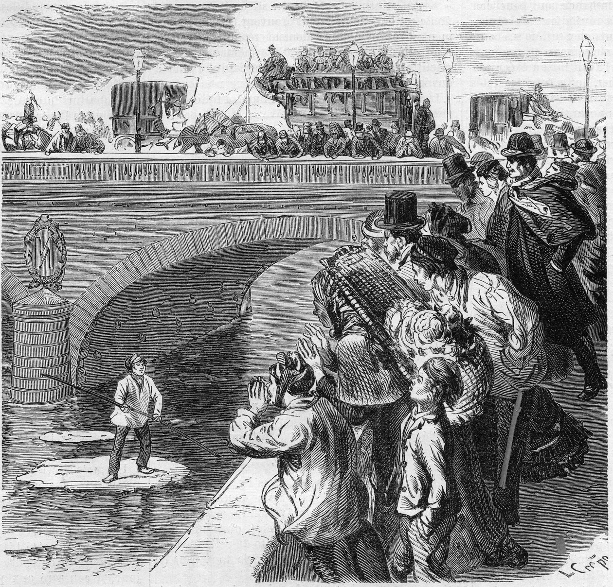 Paris, 1870 kışı: Bir çocuk, Bercy köprüsünden Passy viyadüğüne doğru Seine