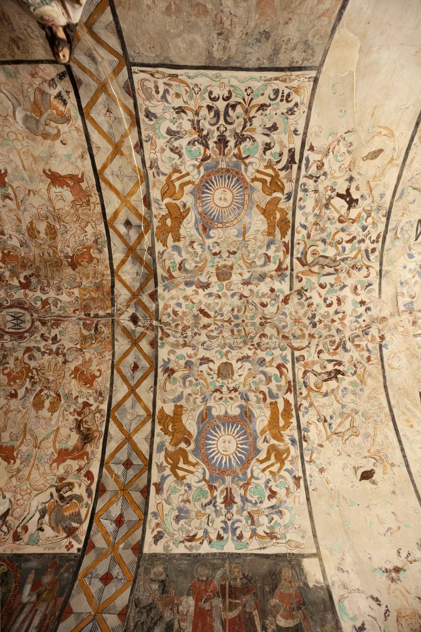 Bölge kilisesi (Solers Our Lady of Kilisesi). İç mekan. Nef, tavanlar. Duvar resimleri. 16'ncı yüzyıl (?). by French School