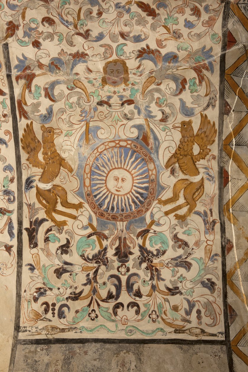 Bölge kilisesi (Solers Our Lady of Kilisesi). İç mekan. Nefler. Duvar resimleri. Detay. 16'ncı yüzyıl (?). by French School