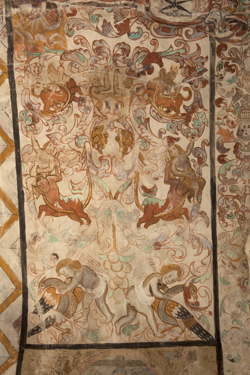 Bölge kilisesi (Solers Our Lady of Kilisesi). İç mekan. Nefler. Duvar resimleri. Detay. 16'ncı yüzyıl (?). by French School