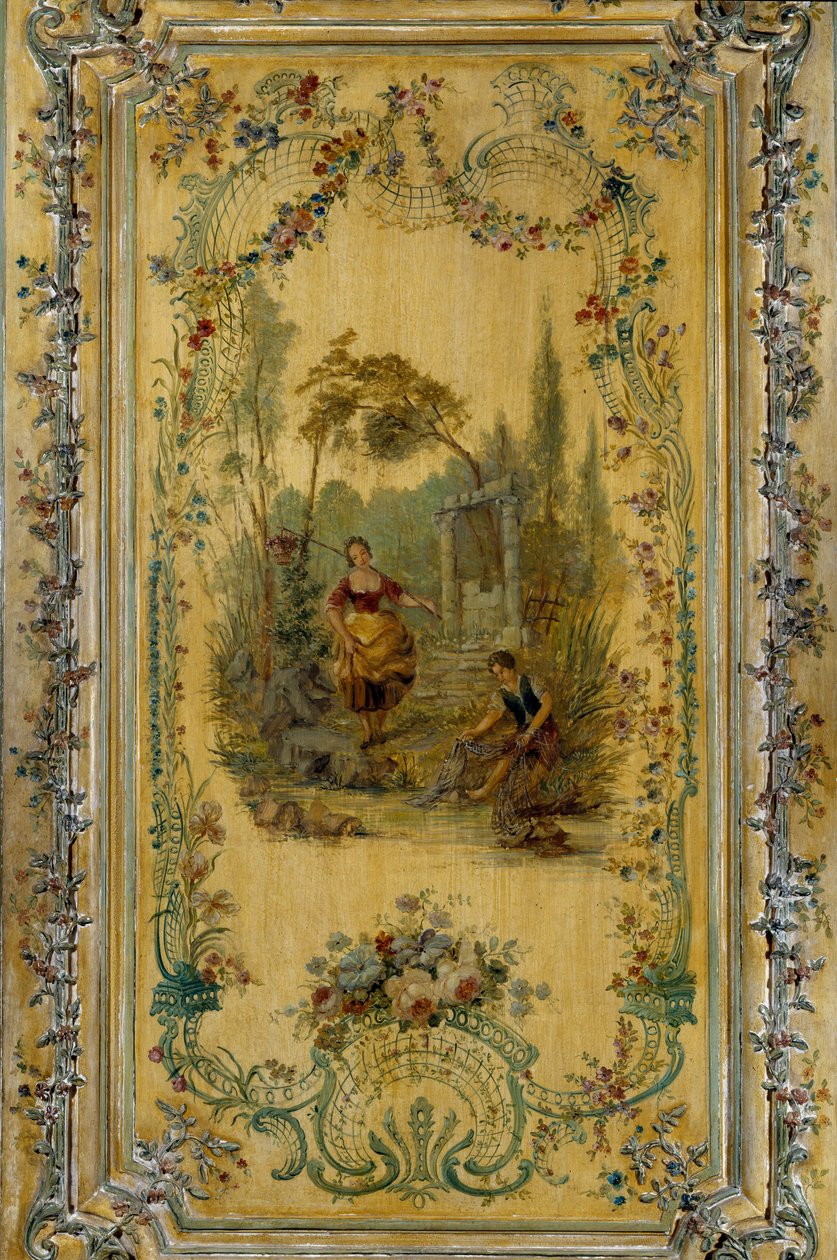 Pastoral sahne, Saksonya Dauphine Marie Josephe (1731-1767) dairesinin paneli by French School