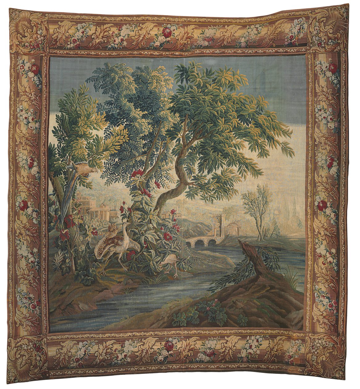 Pastoral goblen, Beauvais, 18. yüzyıl ortası (ipek ve yün) by French School