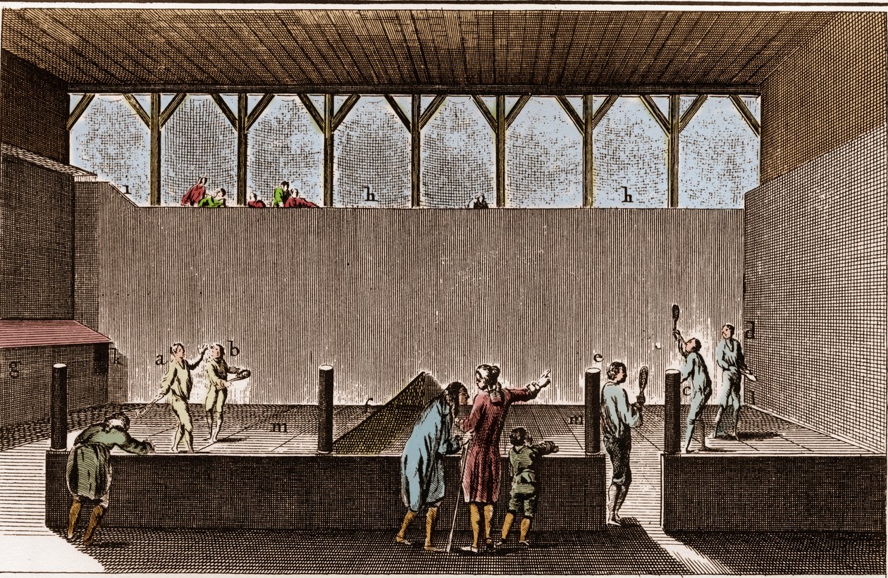 Paulmerie - Palmiye ve Kar Ayakkabısı Oyunu - Jeu de Paume kısa - “” La Grande Encyclopédie, ou Dictionnaire Raisonne des Sciences, des Arts et des Metiers” (Ansiklopedi veya Bilimler, Sanatlar ve Meslekler Sözlüğü) Denis Diderot (1713-1784) ) ve J by French School