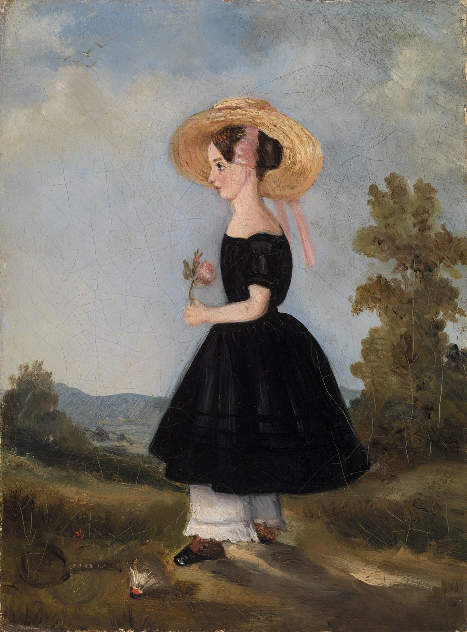 Manzarada Şapkalı Köylü Kız, 1840 by French School