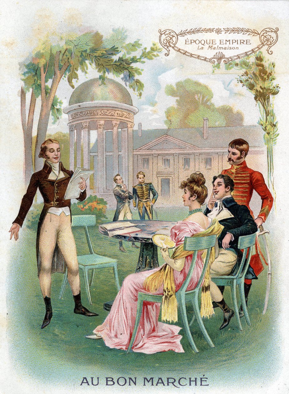 İmparatorluk dönemi: Malmaison. 1890 dolaylarında kromolitograf “Au Bon Marche”. by French School