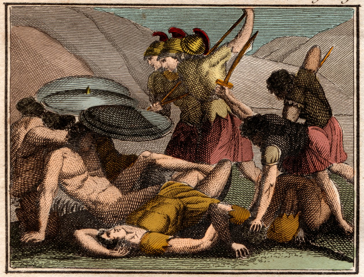Pers Savaşları Thermopylae Muharebesi MÖ 480. Sparta kralı Leonidas ve adamları savaşta düşer. by French School