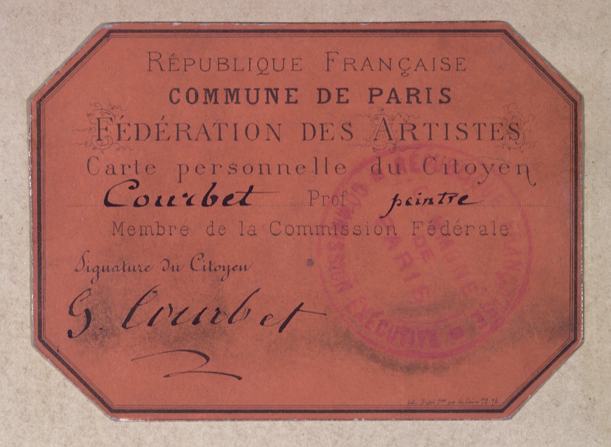 Paris Komünü sırasında Paris Sanatçılar Federasyonu tarafından verilen ve Gustave Courbet