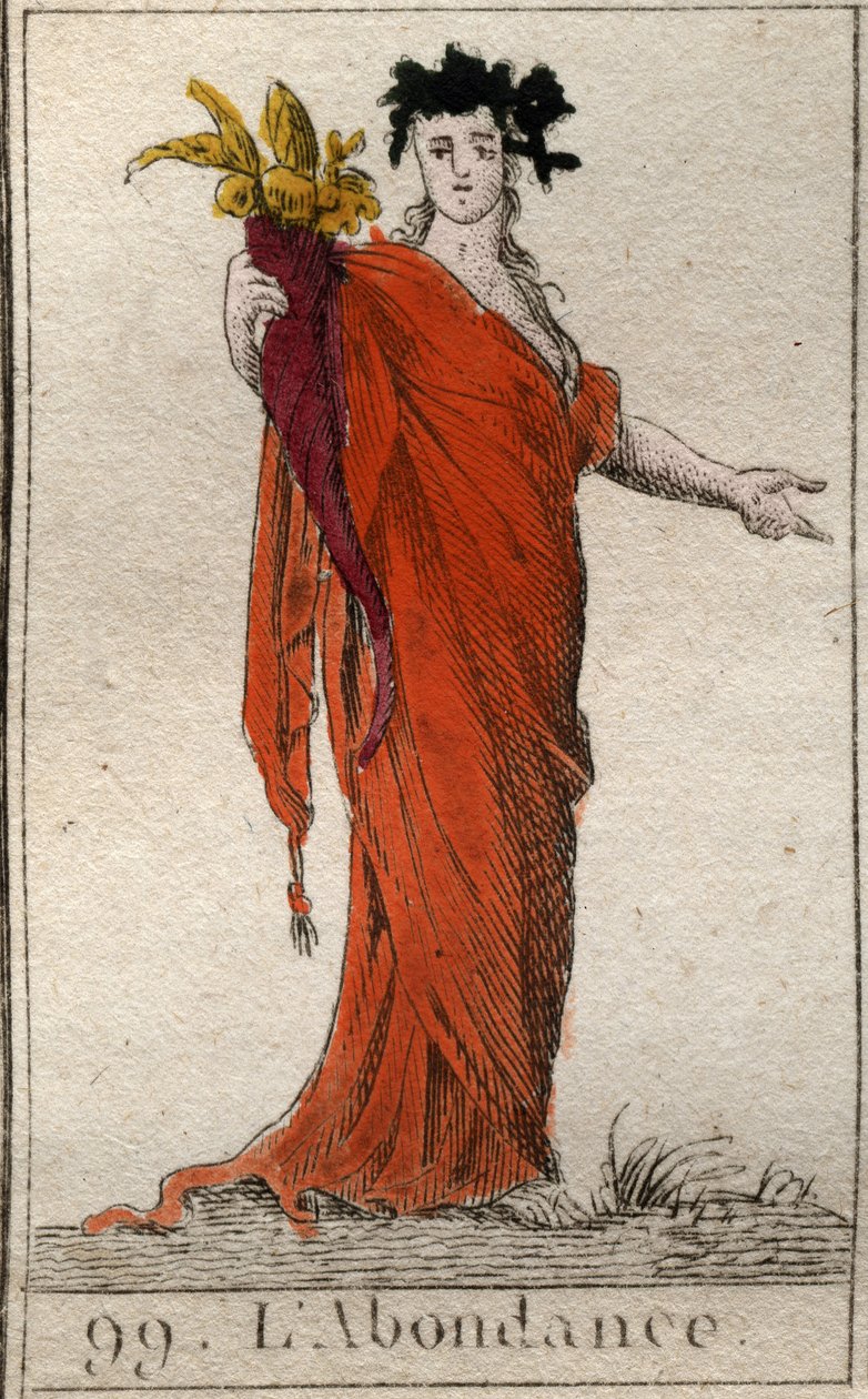 Bolluk boynuzu tutan Bolluğun Kişileştirilmesi. Bir bereket tutan bolluğun kişileştirilmesi. Pierre Blanchard 1803