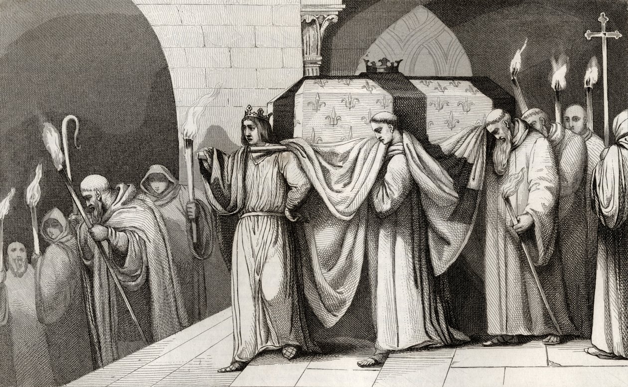 Philippe III (1245-85) the Bold helps carry his father