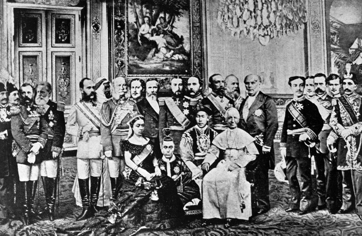 Dünya Hükümdarlarının Fotomontajı, 1867 (kolajlı bw fotoğrafları) by French School