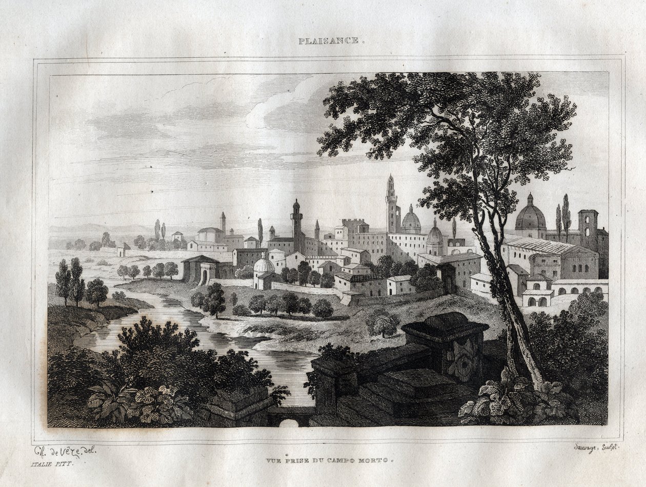 Piacenza - Plaisance - M. de Norvins, Ch. Nodier 1834-1836. by French School