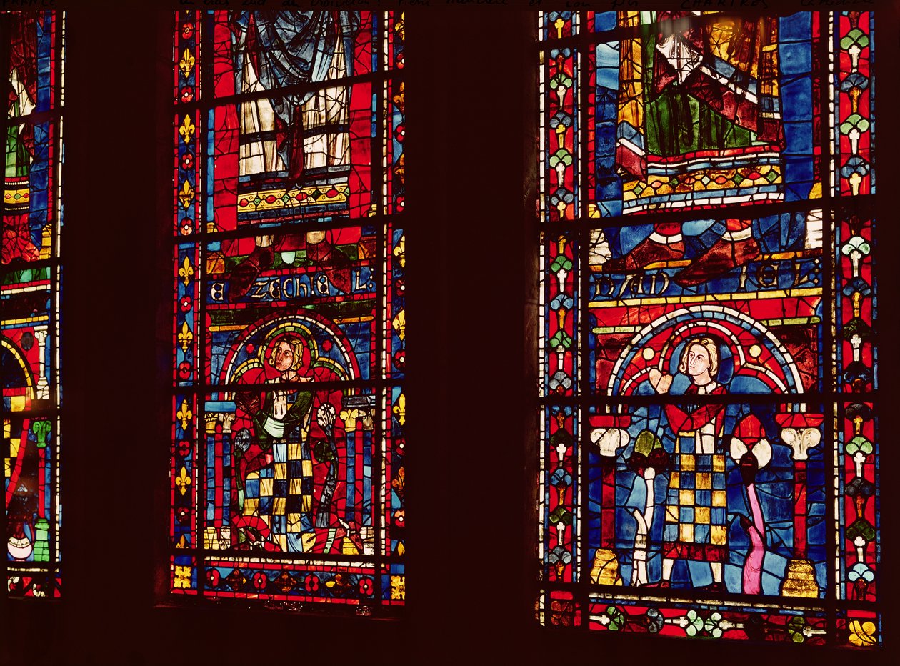 Pierre de Dreux (1190-1250) ve oğlu Jean de Bretagne (1237-86), güney transeptindeki bir neşter penceresinden detay, yaklaşık 1217-25 by French School