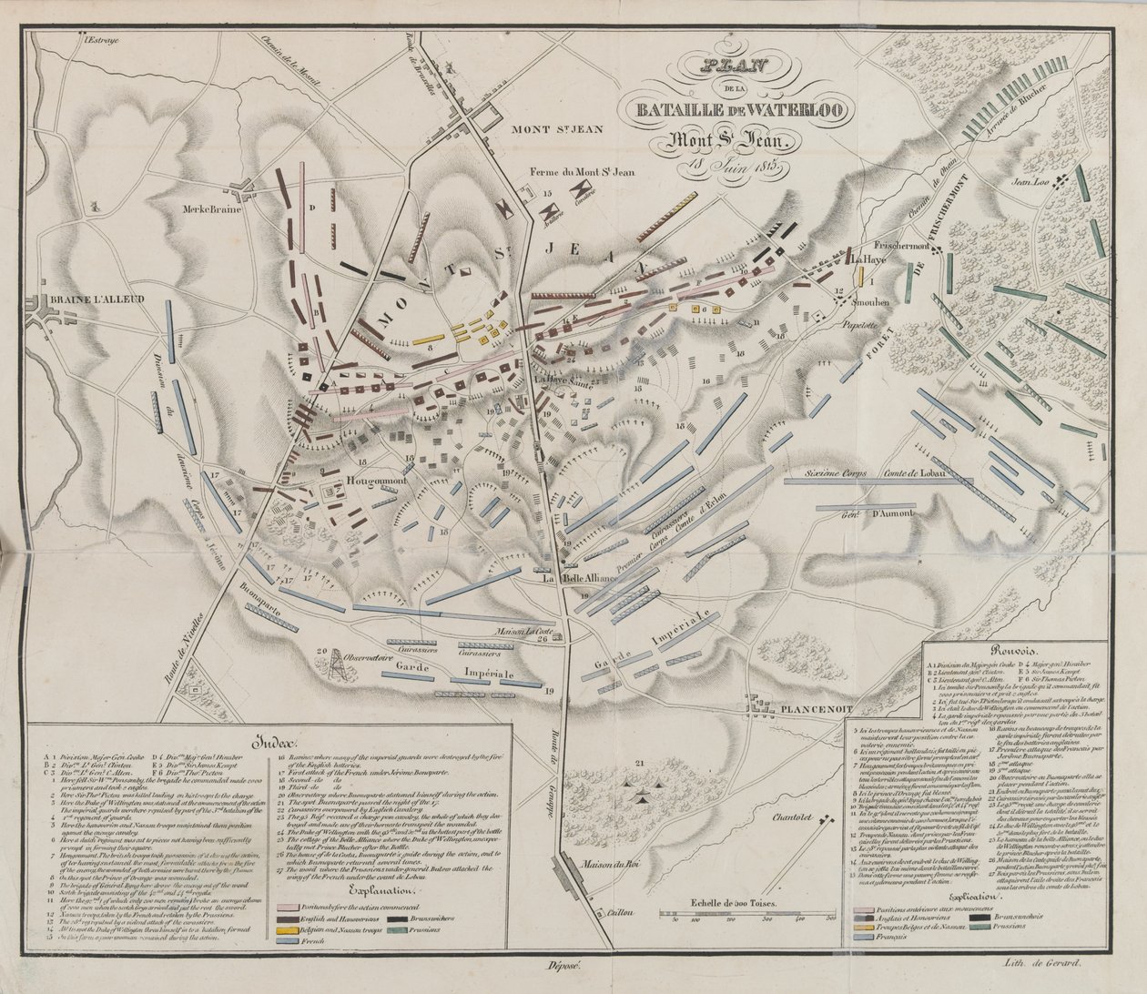 Waterloo Savaşı Haritası, Mont St Jean by French School