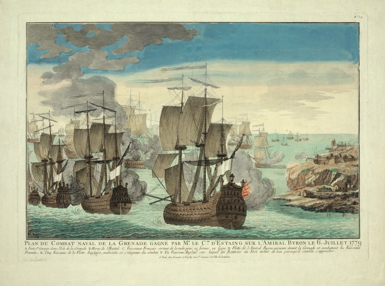 Grenada Deniz Muharebe Planı Bay le Cte ​​tarafından kazanıldı. D "Estaing, 6 Temmuz 1779
