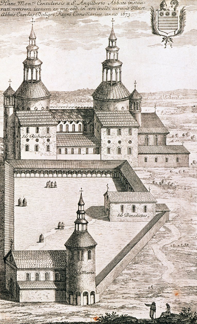 1673 yılında Saint-Riquier Benediktin Manastırı Planı by French School