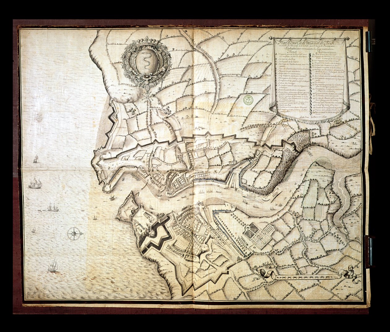 Brest Limanı ve Arsenal Planı, 1676 (kağıt üzerinde kalem ve mürekkep ve tuvalet) by French School