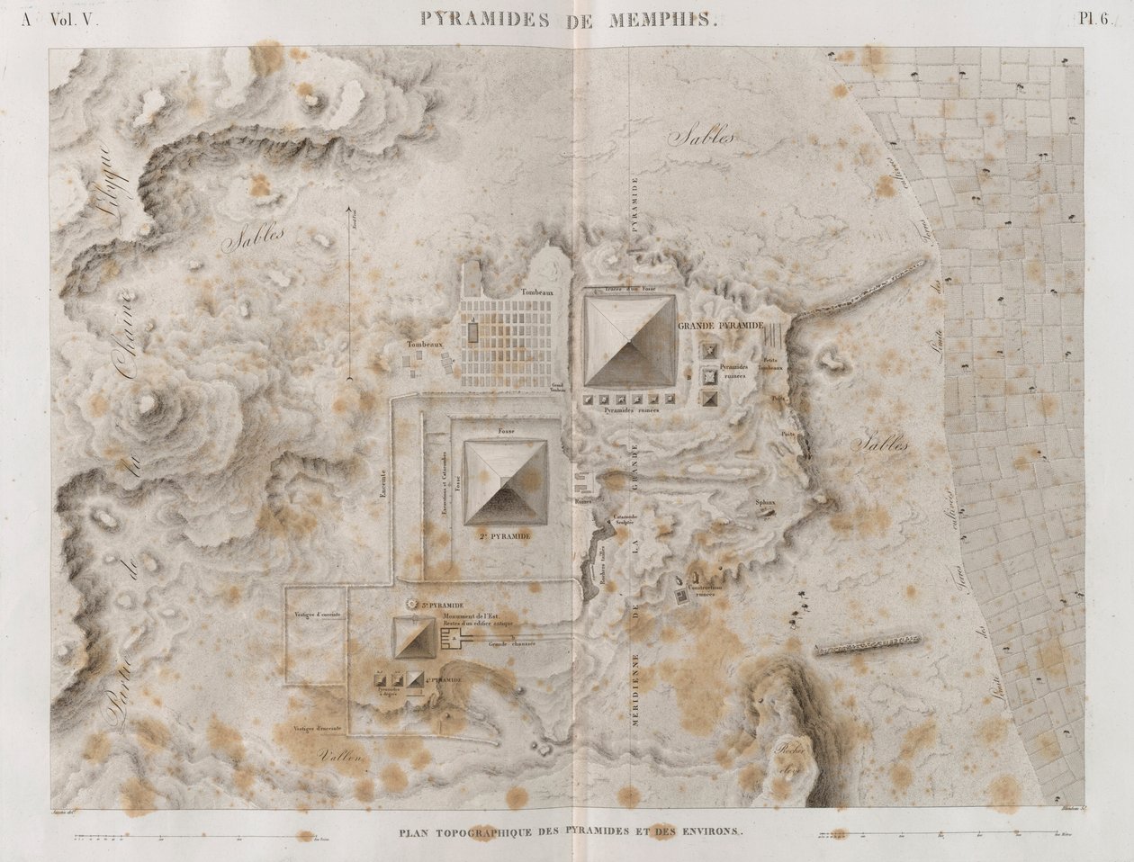 Memphis Piramitleri ve çevresinin planı by French School