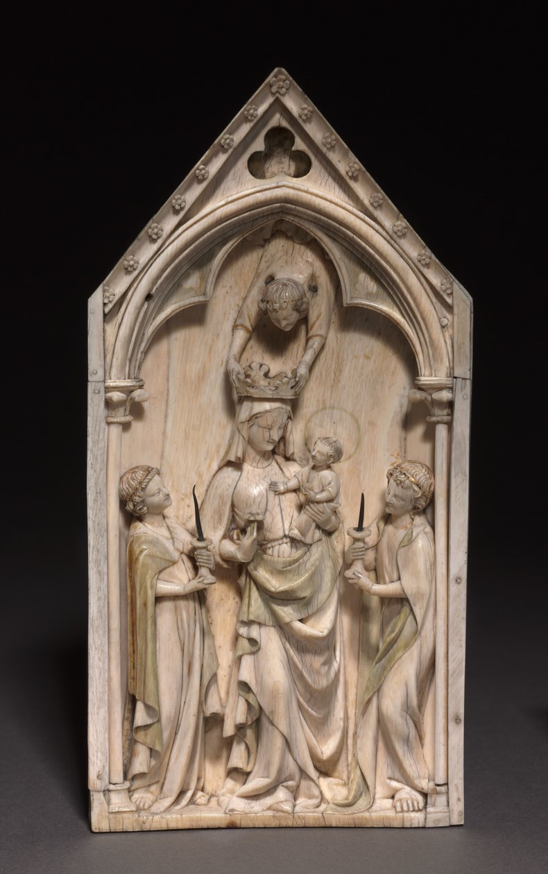 Plaket: Meleklerle Bakire ve Çocuk, Paris, c.1320-1330 by French School