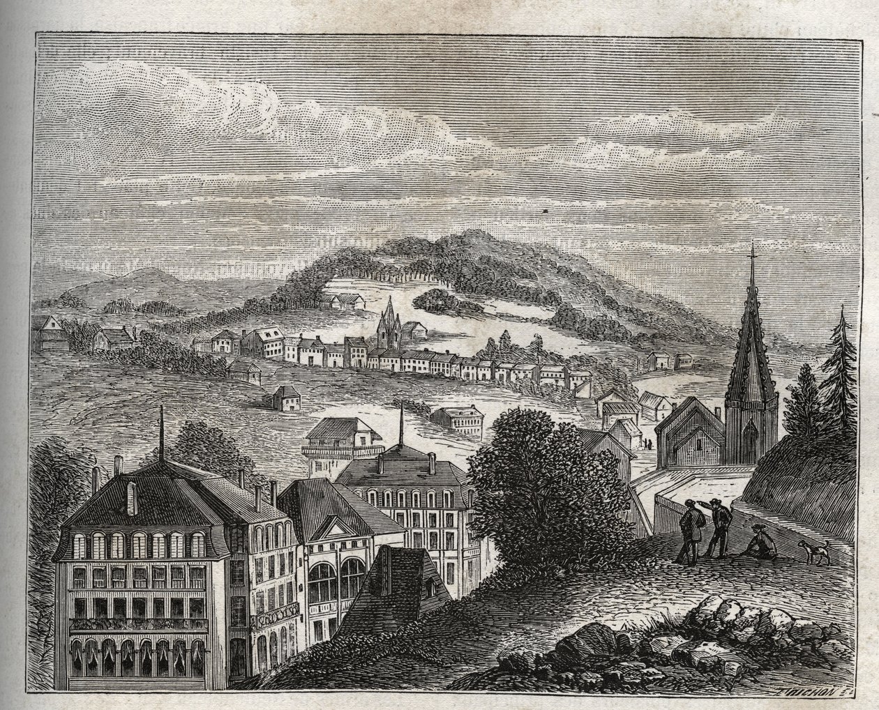 Plombieres-les-Bains (Plombieres les Bains) Vosges termal beldesi - V.A. Malt-Kahverengi. 1884 by French School