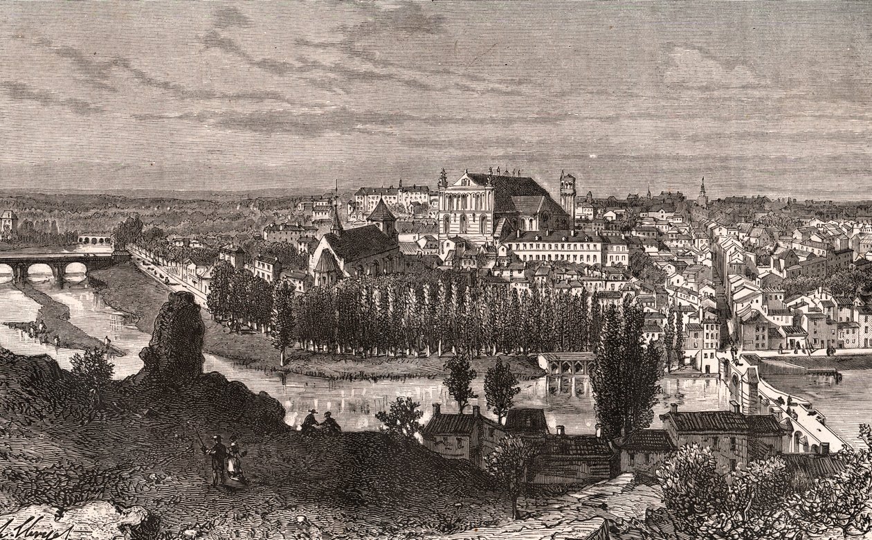 Poitiers - VA Malt-Brown tarafından “La France illustrée: coğrafya, tarih, istatistiksel yönetim” de gravür. 1884 by French School