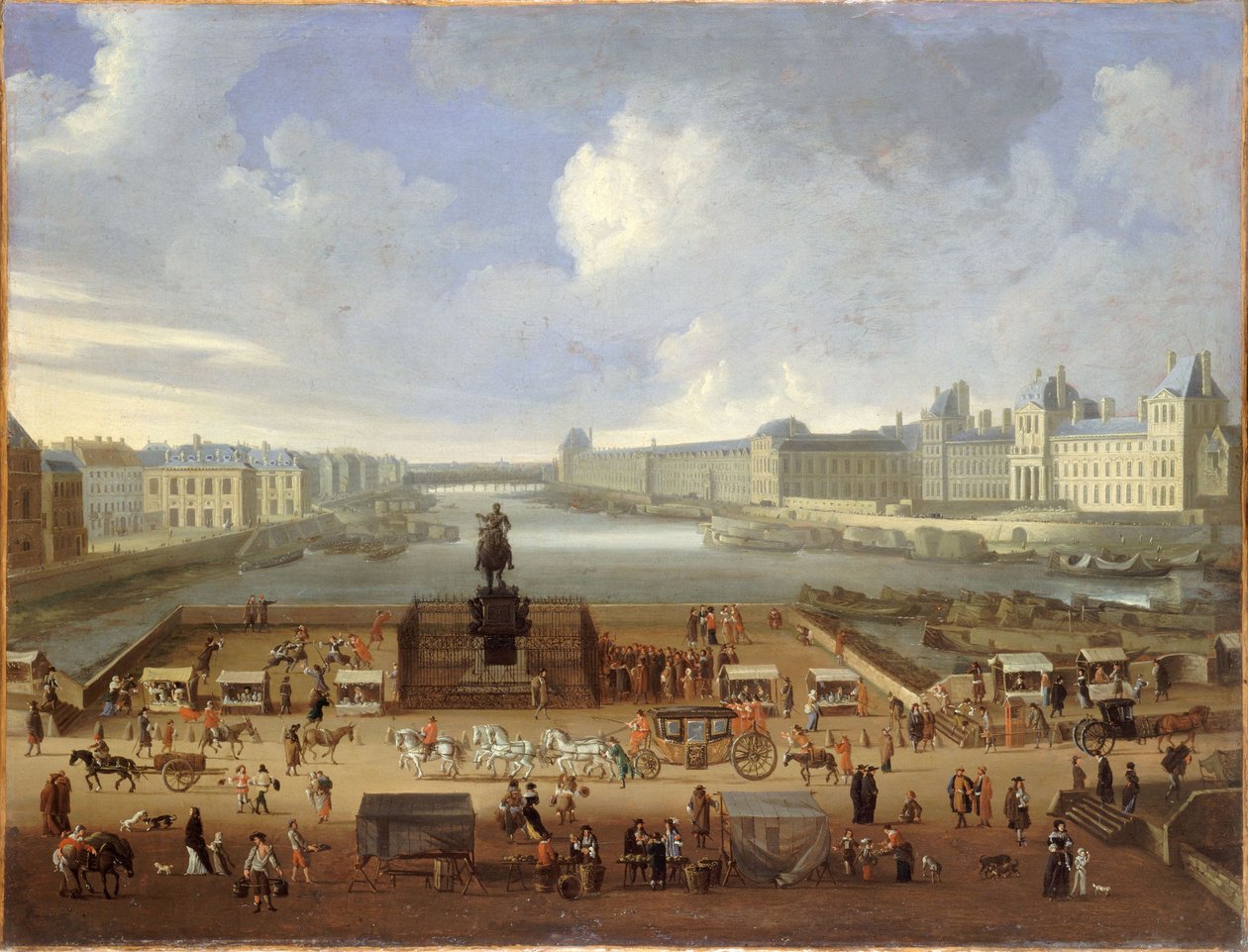 Pont Neuf ve Louvre, yaklaşık 1669 (tuval üzerine yağlıboya) by French School