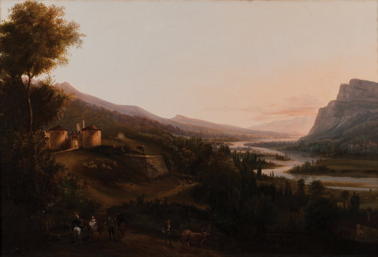 Pontcharra Vadisi veya Isère Vadisi, Château Bayard 1800 1850 (Tuval üzerine yağlı boya) by French School
