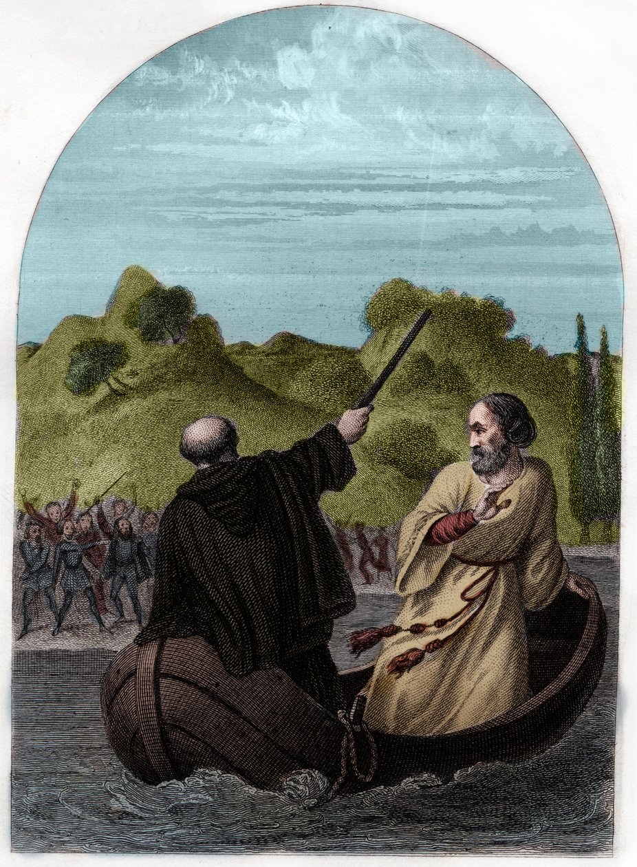 Papa Eugene IV (Eugenio, Eugenius) (1431-1447) Romalıların öfkesinden kaçmak için bir teknede kaçar - güçlü Colonna ailesinin karşı çıktığı POPE EUGENIUS IV (Gabriele Condulmaro), düşmanları seçim yaparken Roma'dan kaçmak zorunda kalır. bir anti-papa - by French School