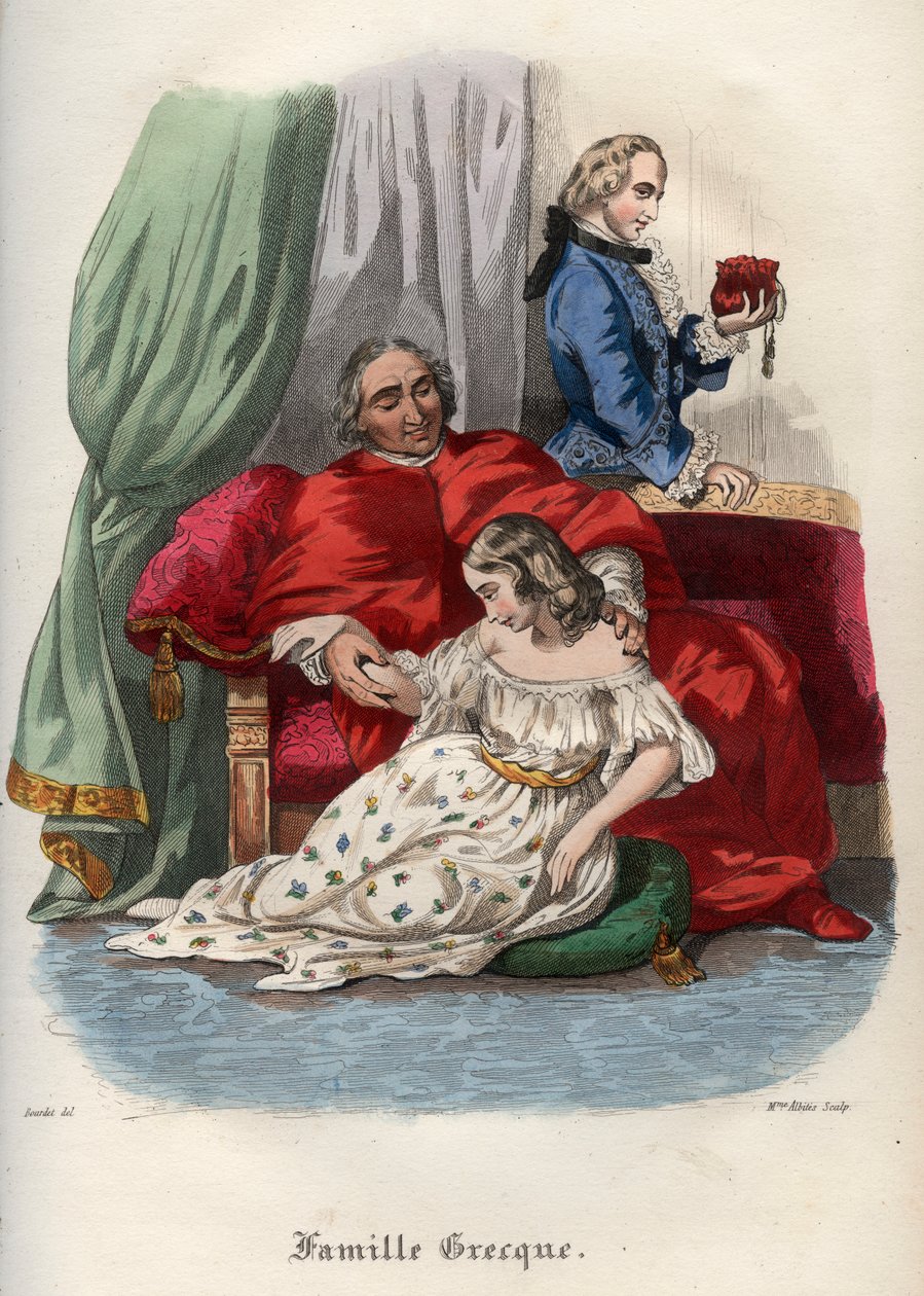 Papa Pius VI (Pie, Pio) (1717-1799) genç bir kadını baştan çıkarıyor by French School