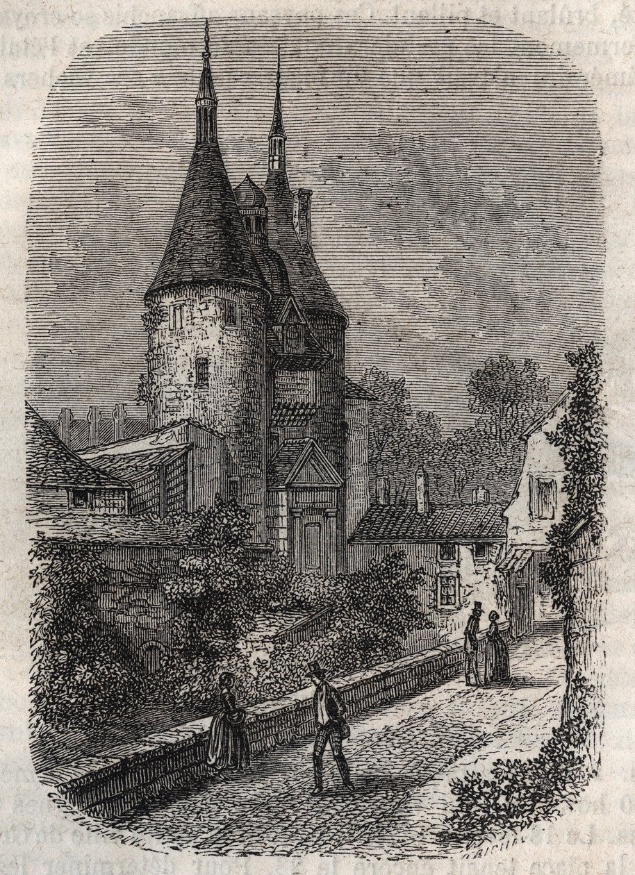 Porte de la Craffe, ortaçağ surlarının Nancy kalıntısı, eski şehrin kuzeyindeki 14. yüzyılda erigee - Victor Duruy tarafından “Histoire de France” da gravür by French School