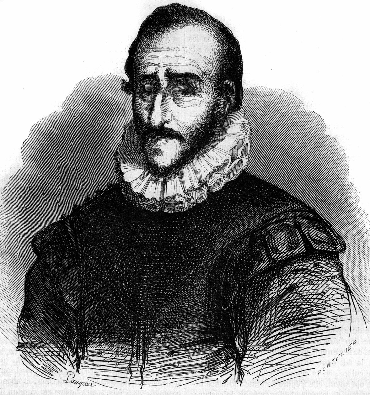 Adam de Craponne (1526-1576), Fransız mühendis portresi. “” Le Magasin pitoresk” de gravür by French School