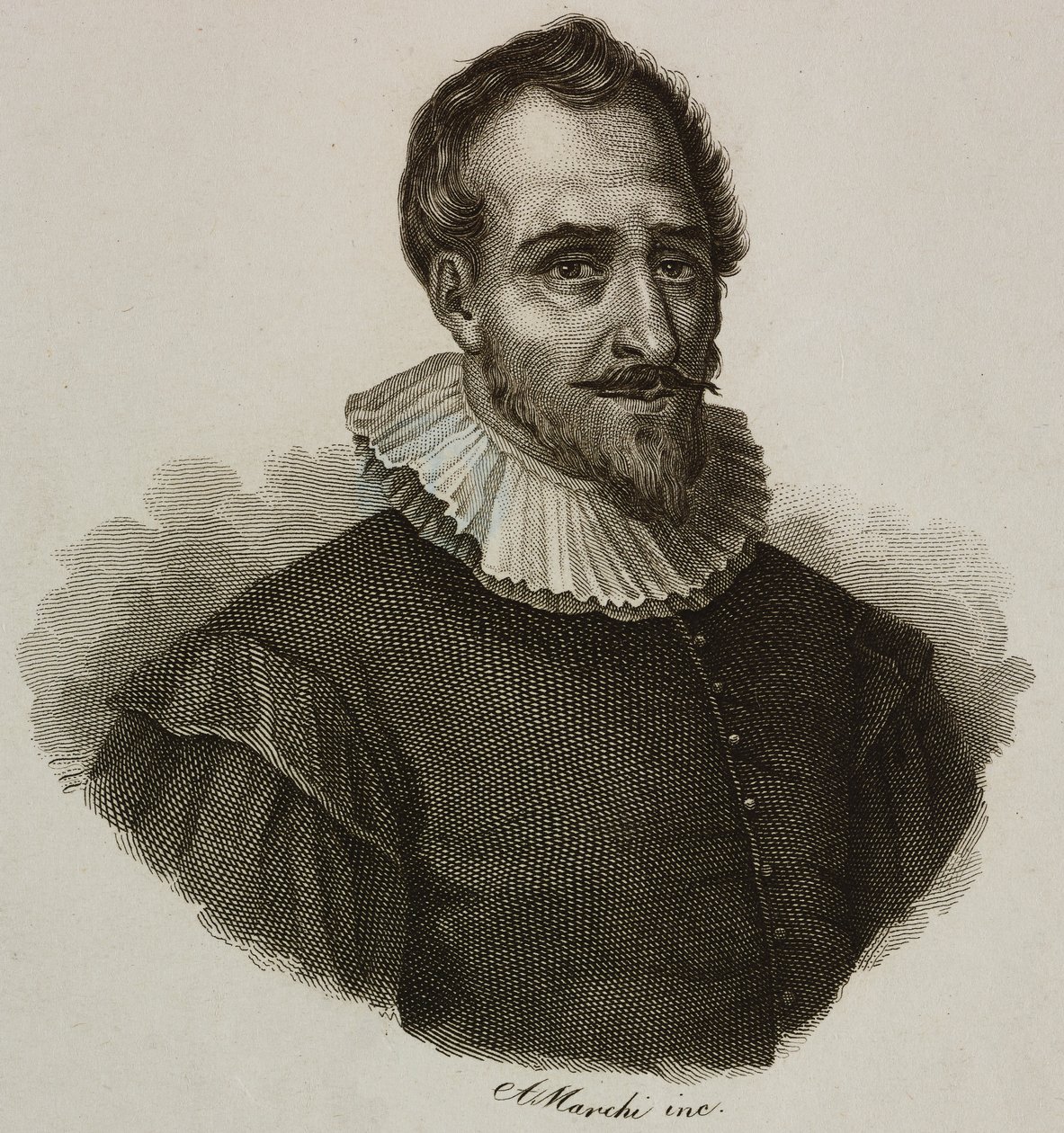 Fransız mühendis Adam de Craponne'nin (1526-1576) portresi, Marchi gravürü by French School