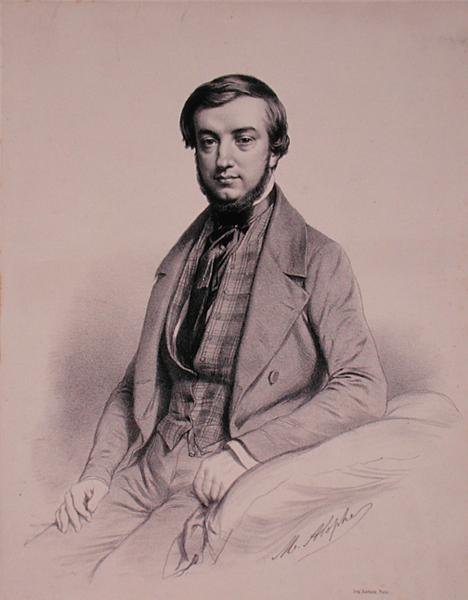 Marie Alexandre Alophe (1812-83) tarafından oyulmuş Adolphe-Clair Lecarpentier portresi (litto) by French School