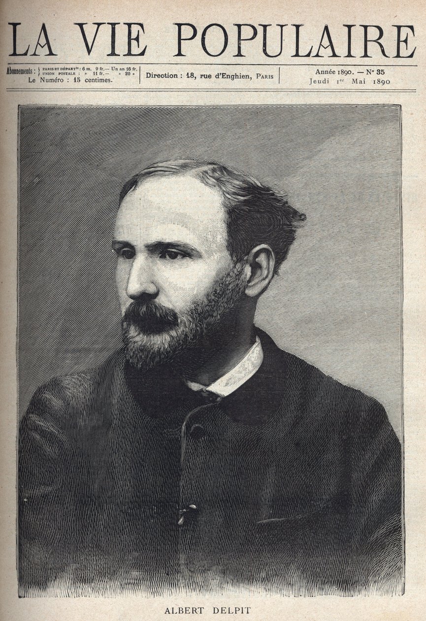 Albert Delpit (1849-1893), romancı ve oyun yazarı portresi. “La vie populaire”de gravür” by French School