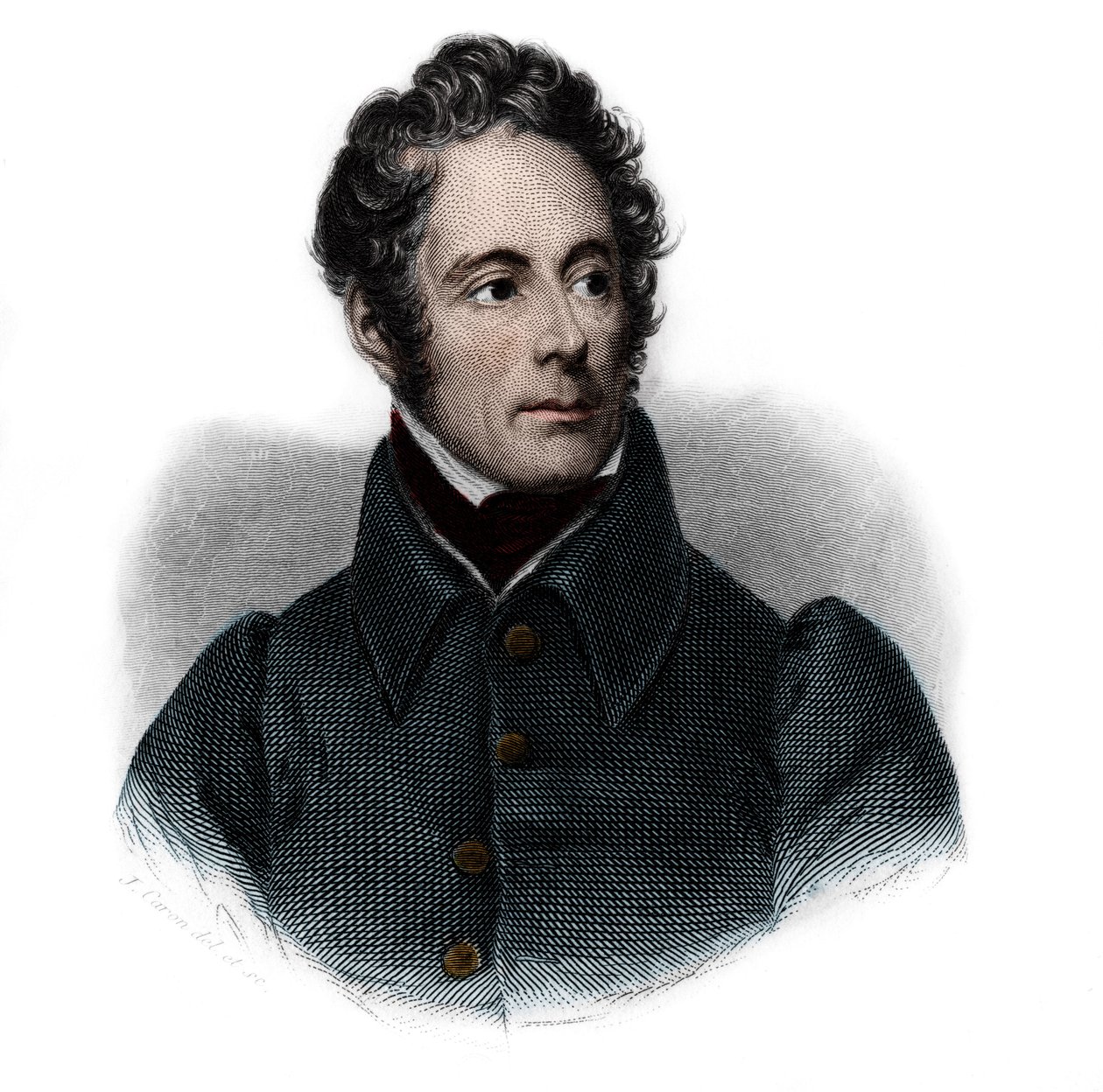 Alphonse de Lamartine (1791-1869), Fransız yazar, şair ve politikacı portresi. Louis de Cormenin Timon