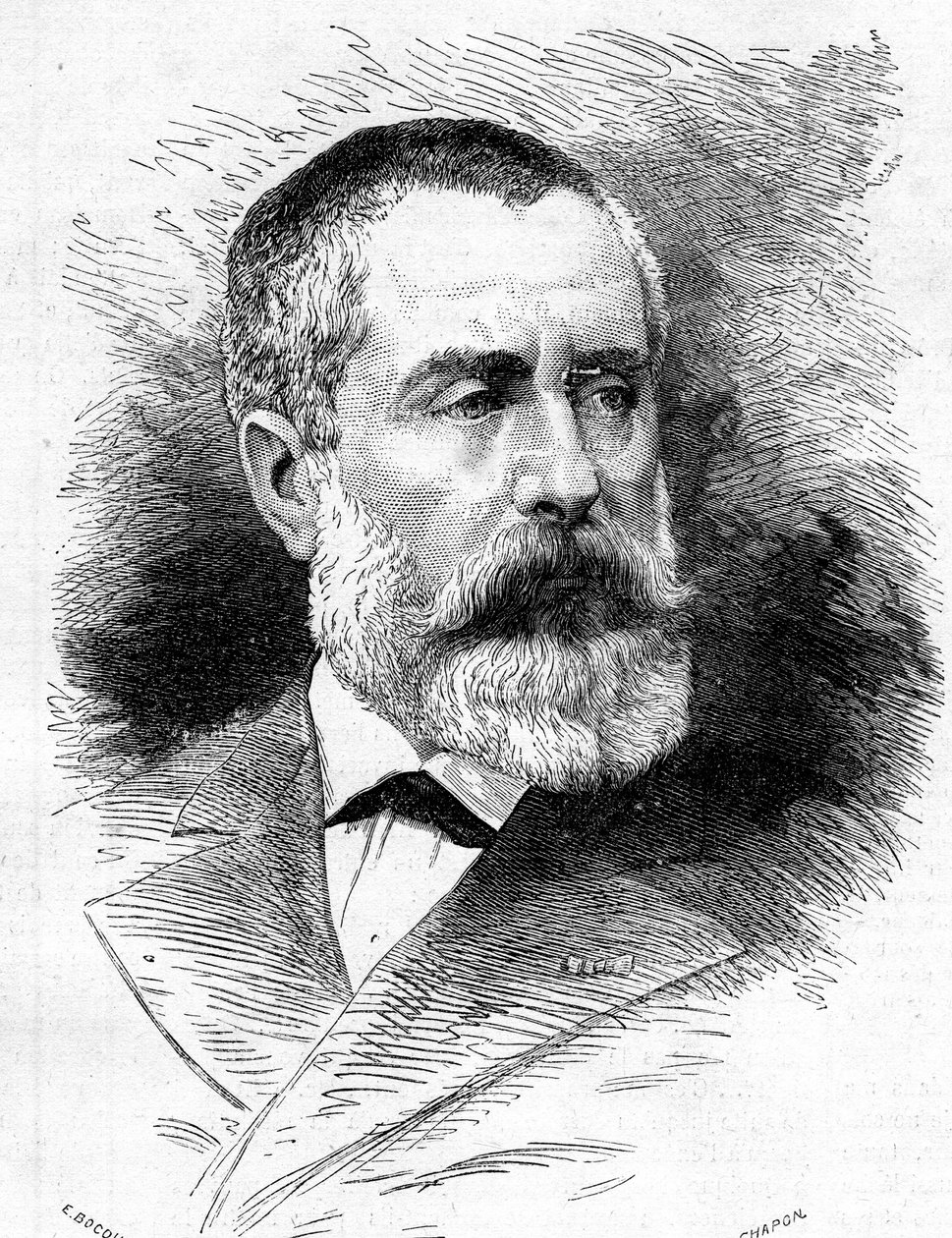 Auguste Emmanuel Vaucorbeil (1821-1884), Fransız besteci ve Paris Operası yönetmeni portresi. 26 Temmuz 1879 tarihli “Le Monde Illustré” n°1165