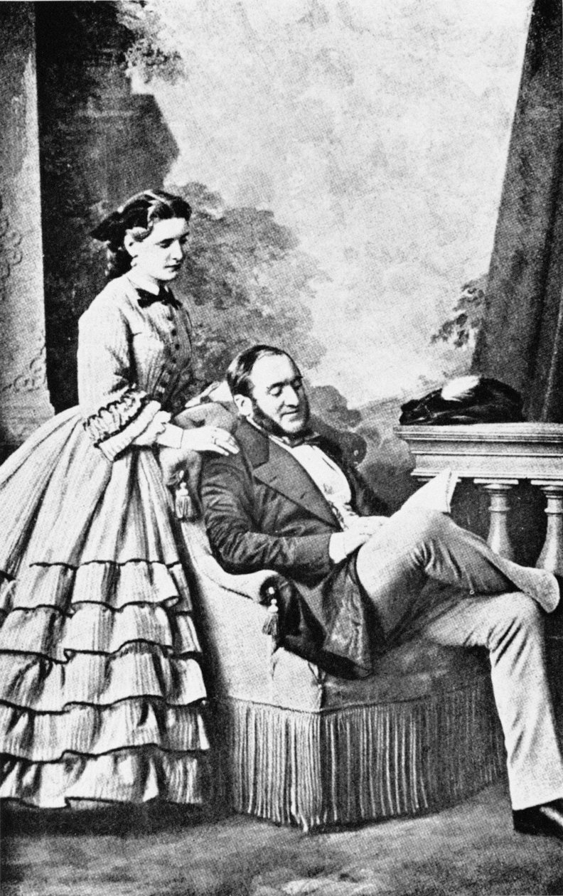 Baron Georges Eugene Haussmann (1809-91) ve kızının portresi, The Life and Times of Baron Haussmann, Londra, Weidenfeld & Nicholson, 19. yüzyıl by French School