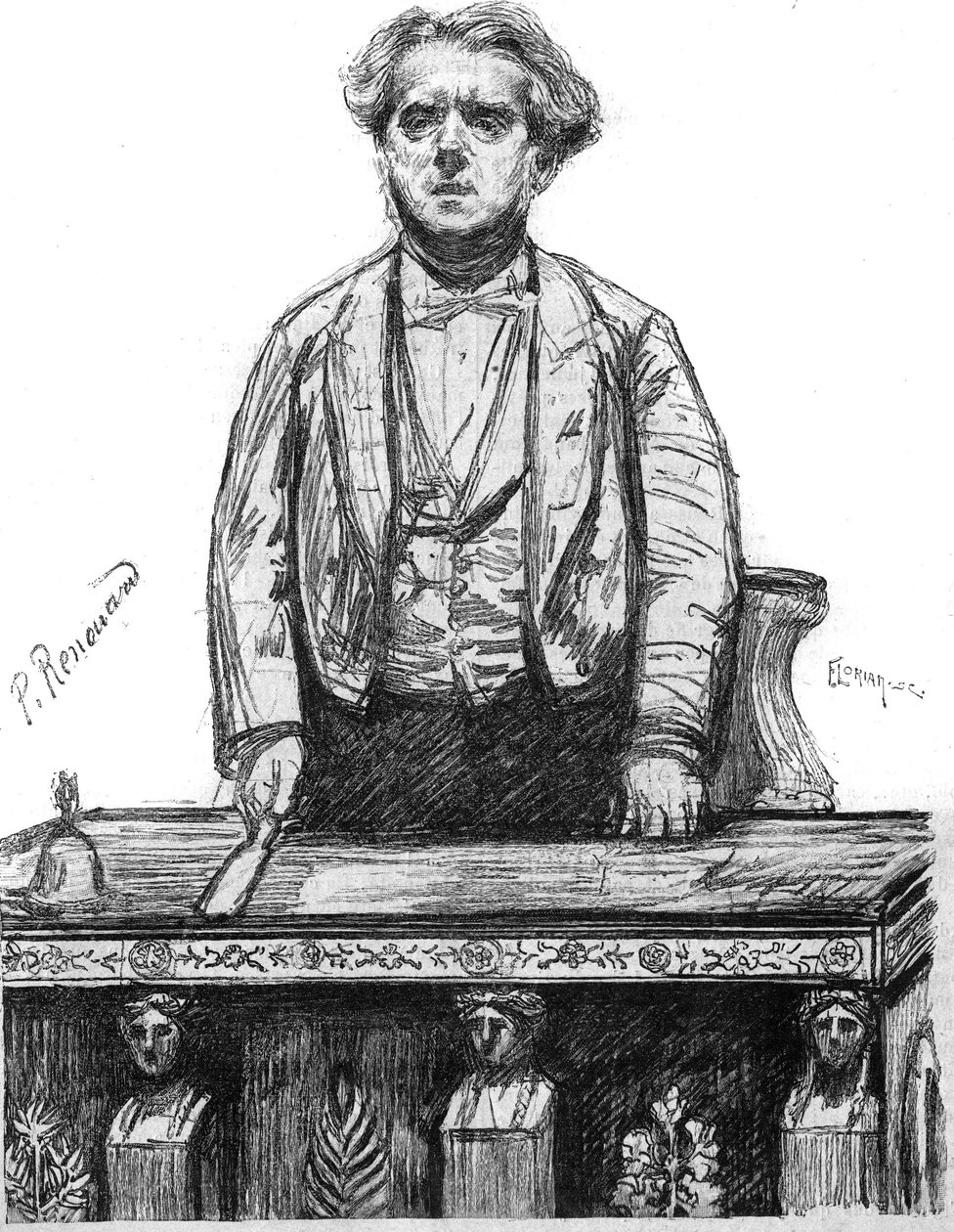 Charles Floquet (1828-1896), Fransız hukukçu ve politikacı portresi. 16 Ocak tarihli “La gazette du dimanche” de gravür by French School