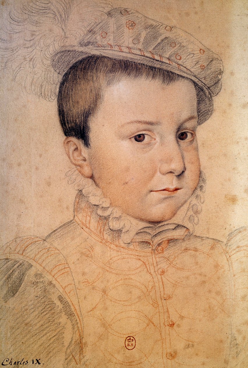 Charles IX çocuğunun portresi (1550-1574). Fransız okulunun isimsiz çizimi by French School