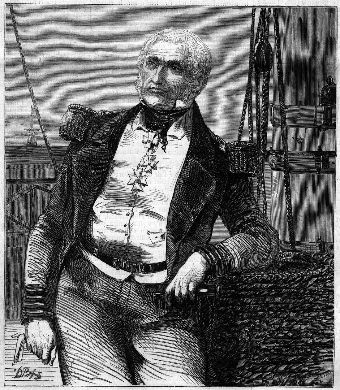 Charles Napier (1786-1860), İskoç amiral ve politikacı portresi. 17 Kasım 1860 tarihli “Le Monde Illustré” n°188