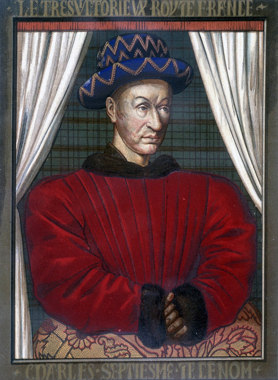 Charles VII (1403 - 1461), Fransa Kralı portresi. by French School