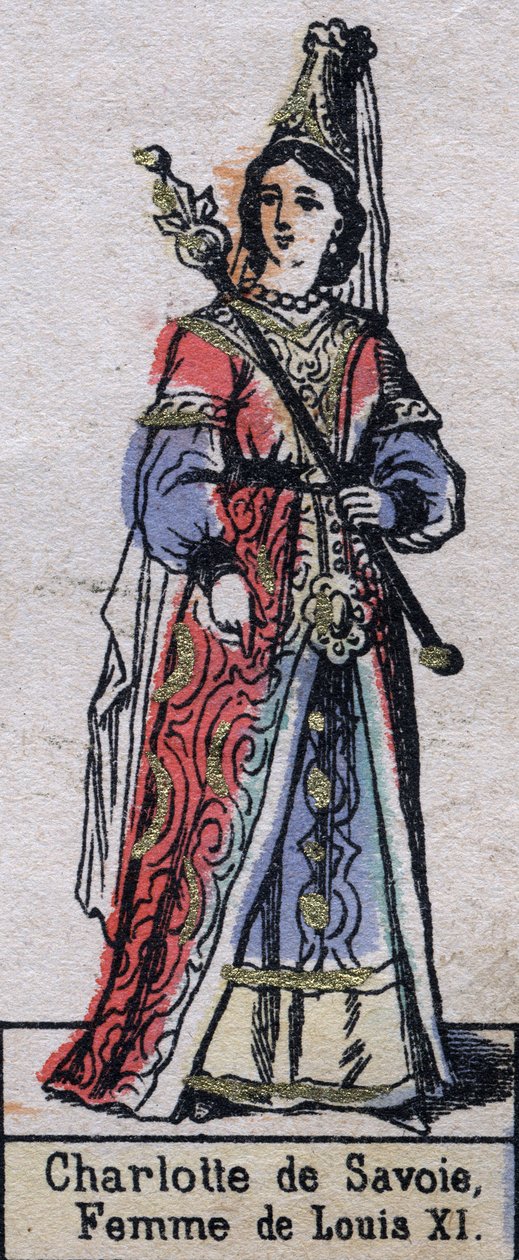 Fransa Kralı XI. Louis'nin karısı Charlotte de Savoie'nin (1440-1483) portresi. (Kaptan hanedanı). 19. yüzyılın sonlarında illüstrasyon. by French School